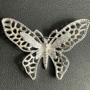 Vintage Sarah Coventry Brooch Butterfly Pin in Silvertone Retro Costume Jewelry